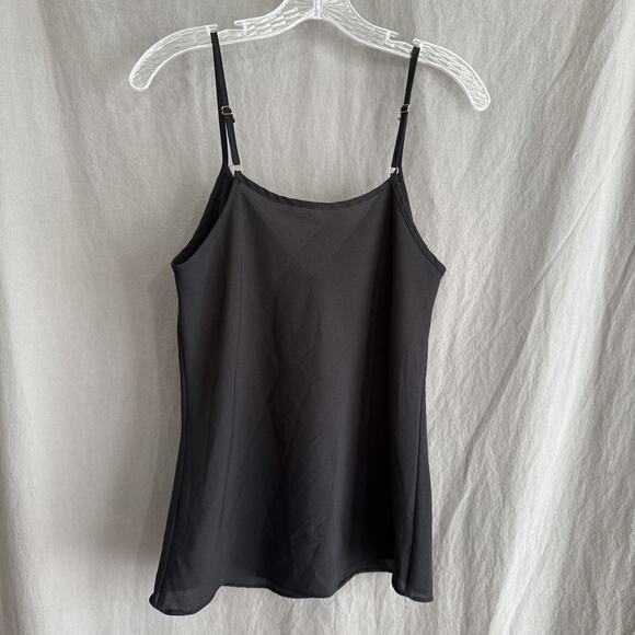 Black Camisole Tank Top Pearl Embellished Sheer Cami Minimalist Y2K Coquette M - Picture 4 of 11